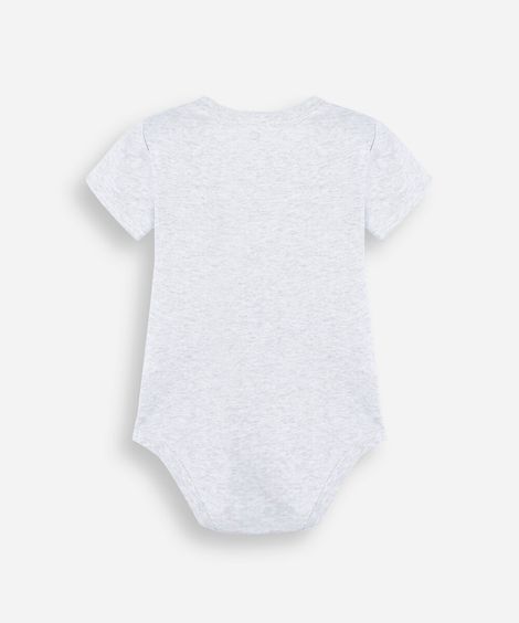 body infantil de algodão manga curta estampado cinza