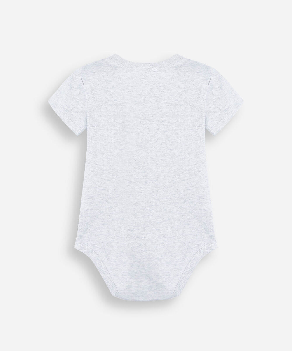 body infantil de algodão manga curta estampado cinza