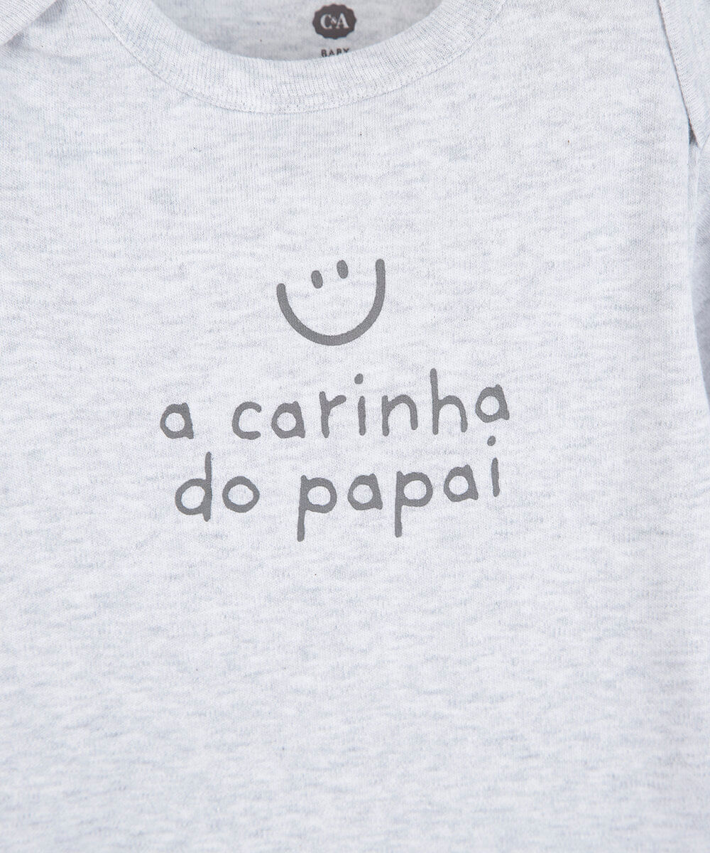body infantil de algodão manga curta estampado cinza