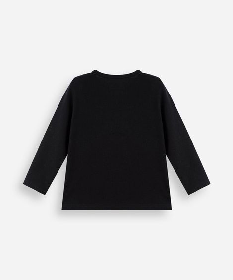 camiseta infantil com algodão manga longa preta