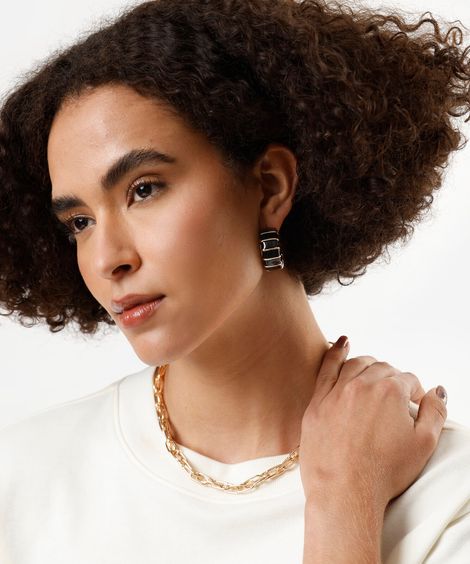 kit de colar e brinco argola dourado