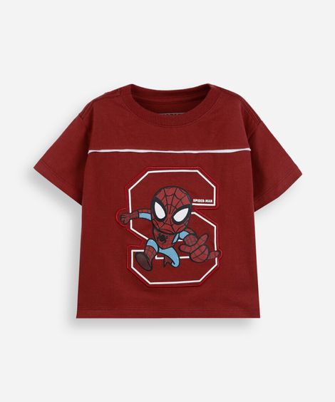 camiseta infantil de algodão manga curta homem aranha vermelha