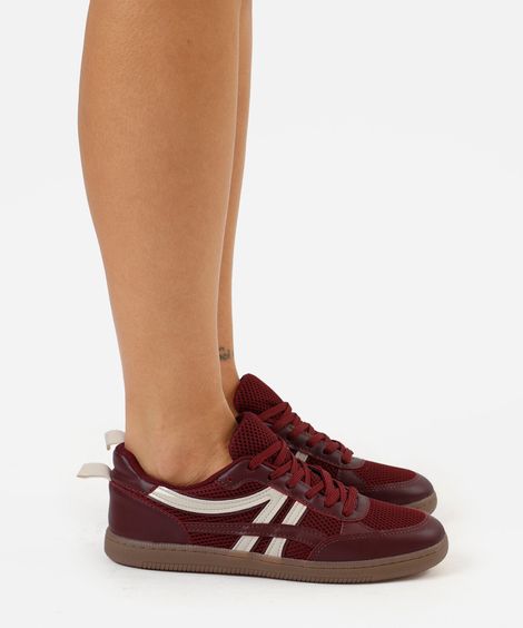 tênis casual feminino texturizado vinho