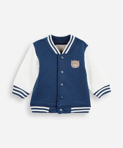 jaqueta bomber infantil com bordado azul