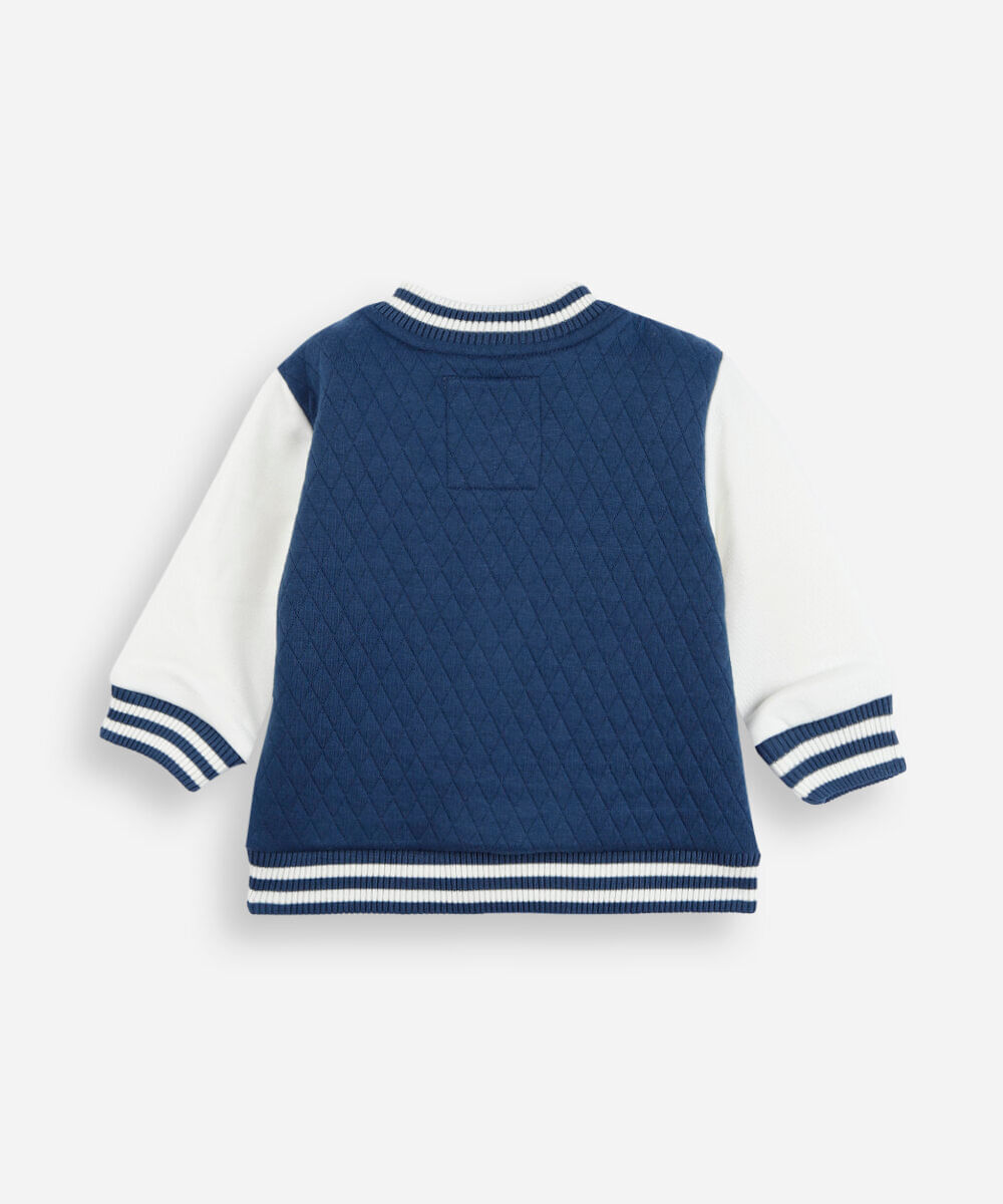 jaqueta bomber infantil com bordado azul
