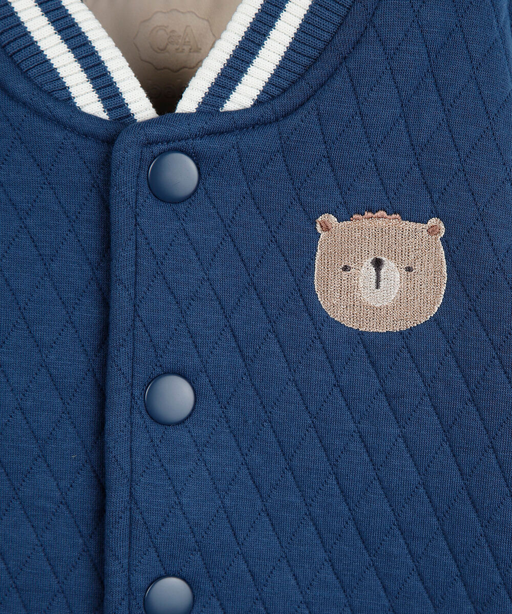 jaqueta bomber infantil com bordado azul