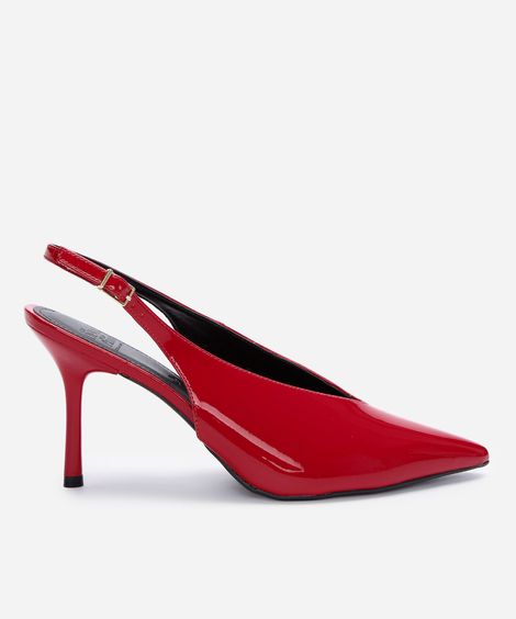 scarpin slingback bico fino salto fino vermelho