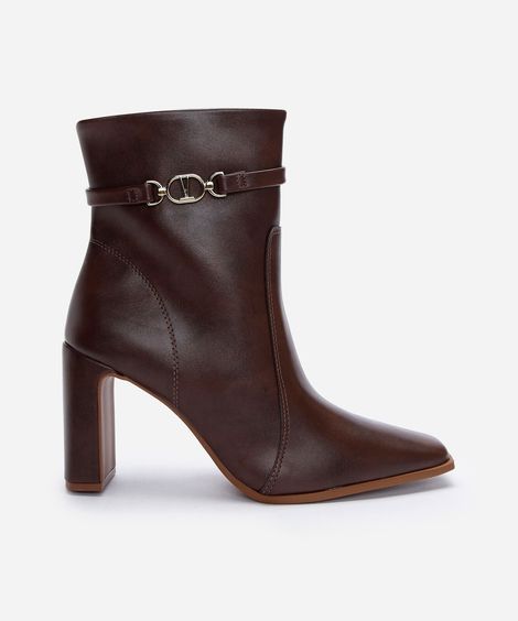 bota cano curto bico quadrado salto alto vizzano marrom