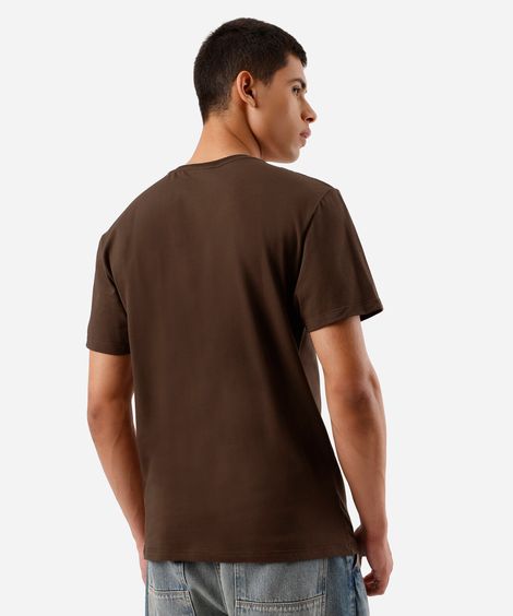 camiseta masculina de algodão básica manga curta marrom