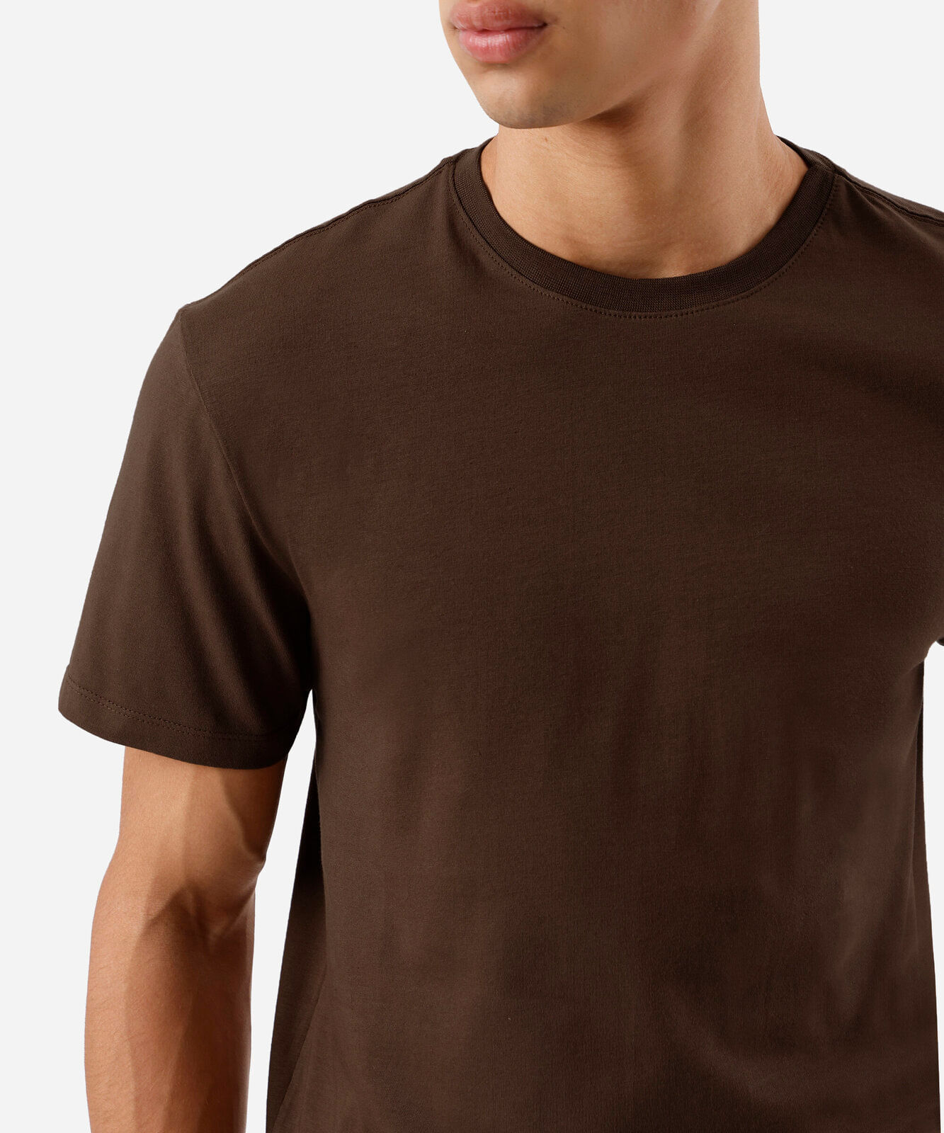 camiseta masculina de algodão básica manga curta marrom