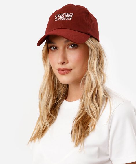 boné aba curva de sarja bordado vinho