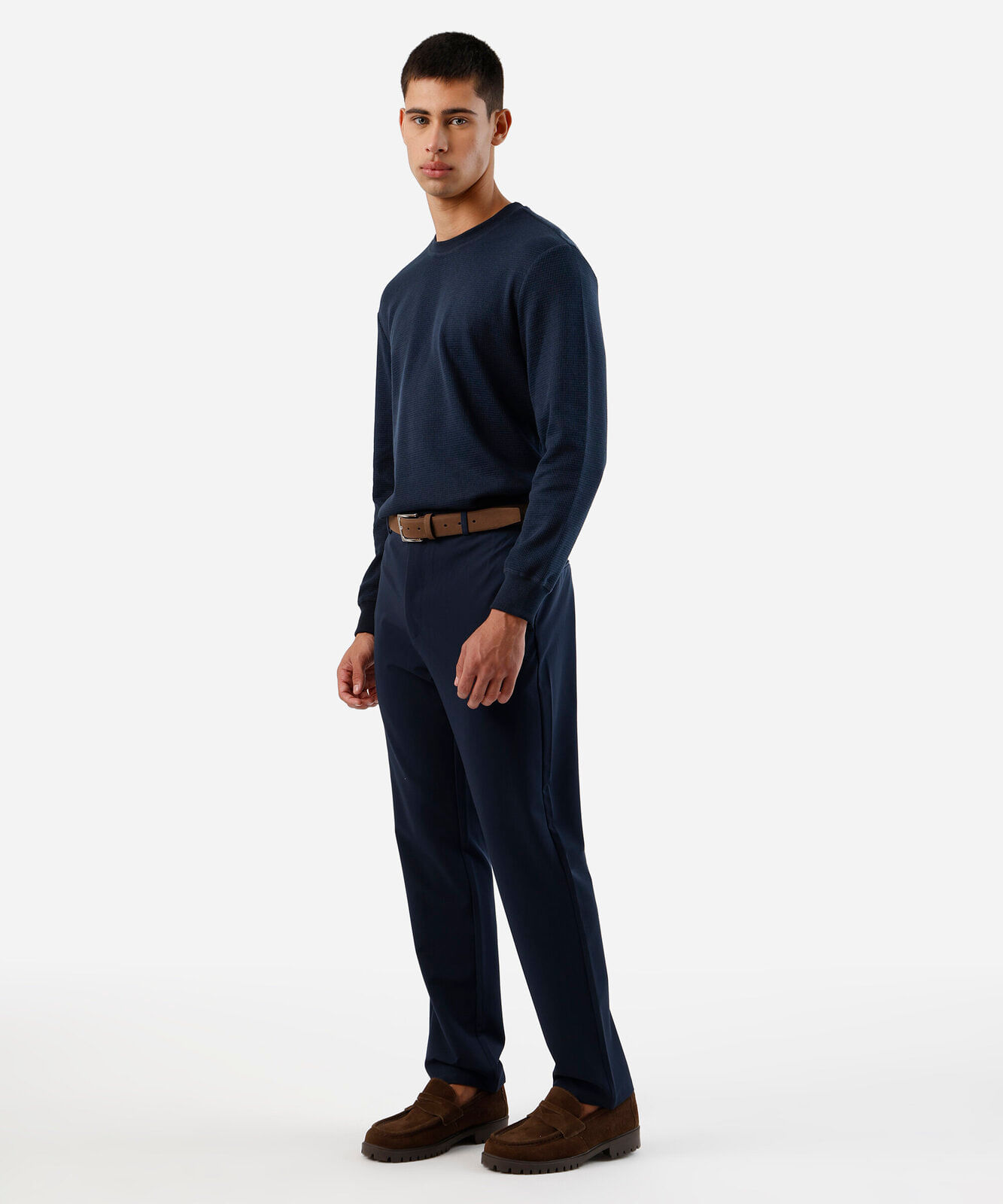 blusa masculina manga longa texturizada azul