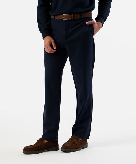 calça slim chino masculina com viscose azul