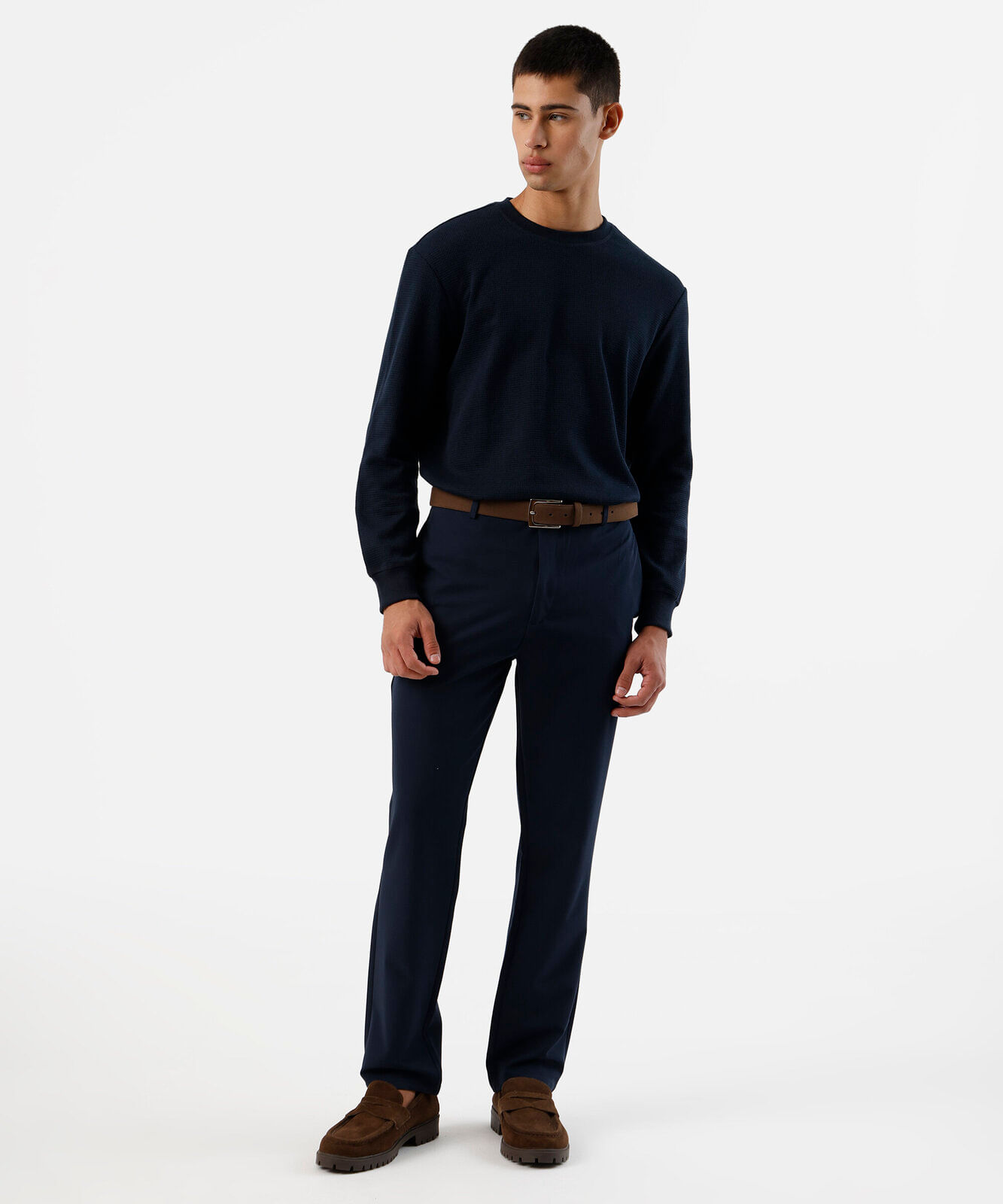 calça slim chino masculina com viscose azul