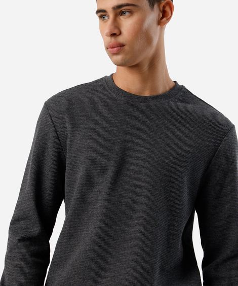 blusa masculina manga longa texturizada cinza