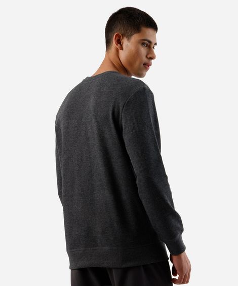 blusa masculina manga longa texturizada cinza