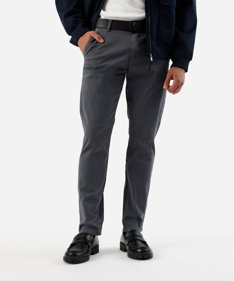 calça slim masculina de sarja cinza