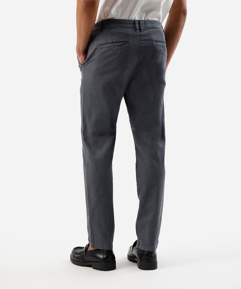 calça slim masculina de sarja cinza