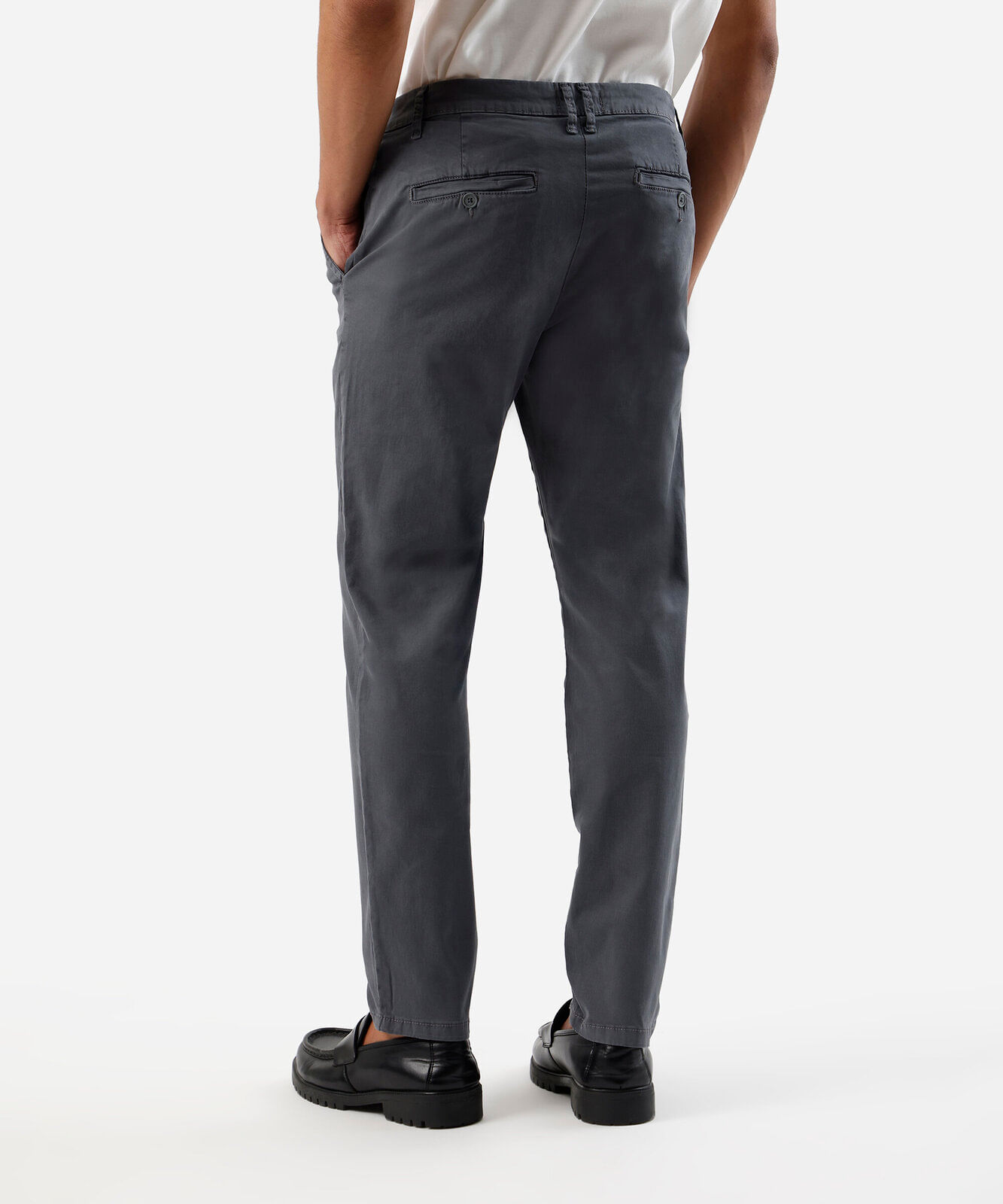 calça slim masculina de sarja cinza