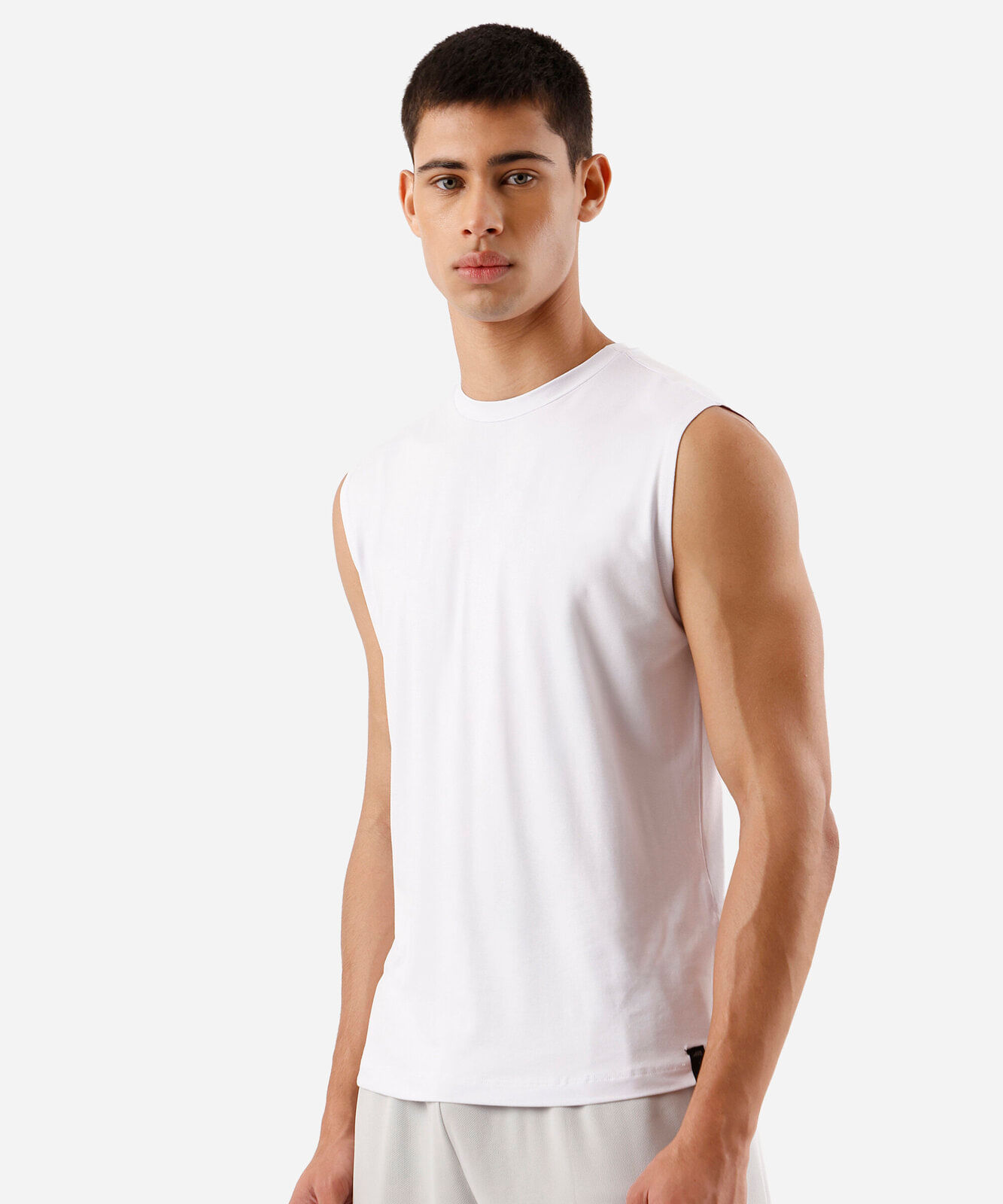 regata esportiva machão slim masculina de viscose branca
