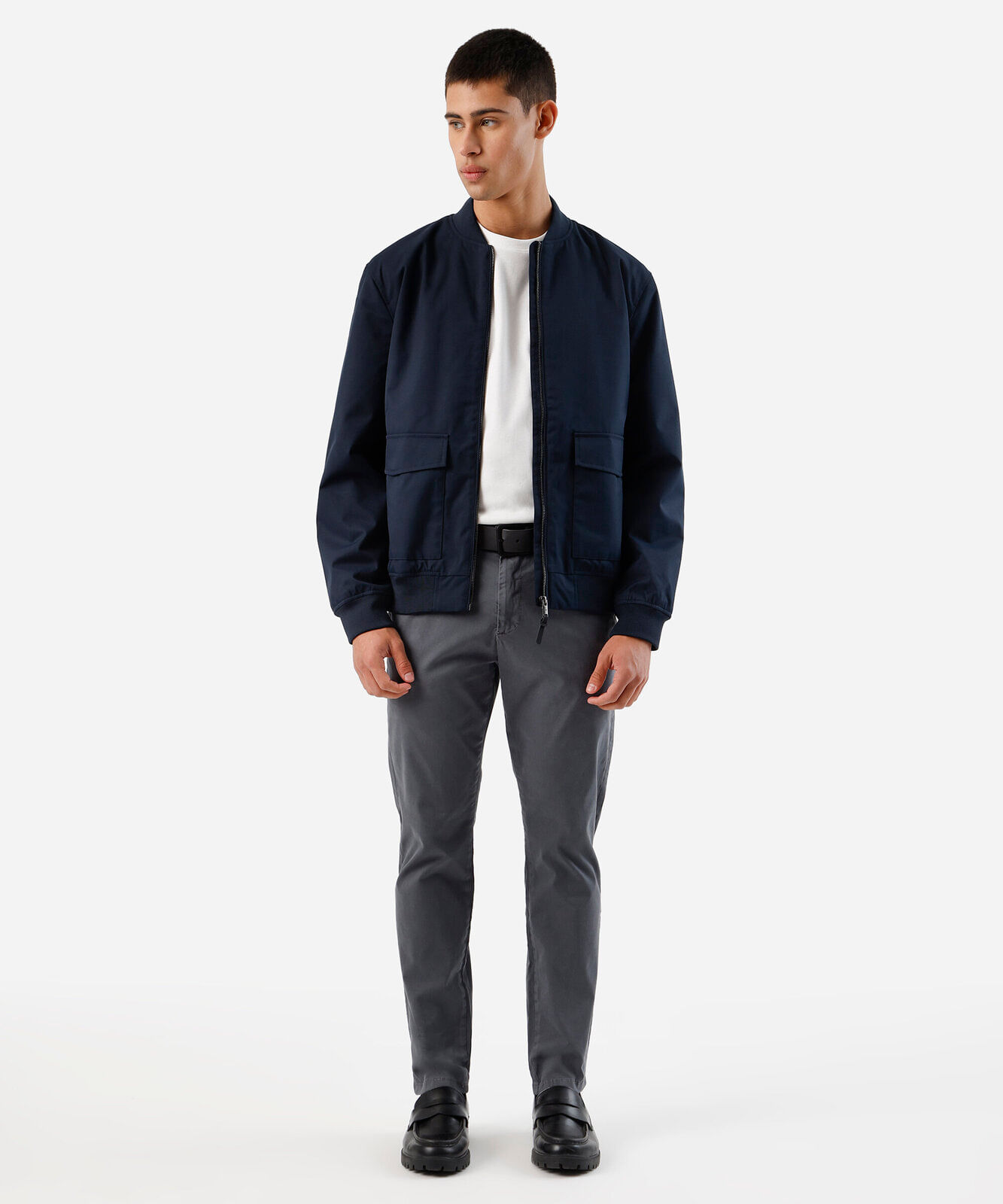 jaqueta bomber masculina com bolsos azul