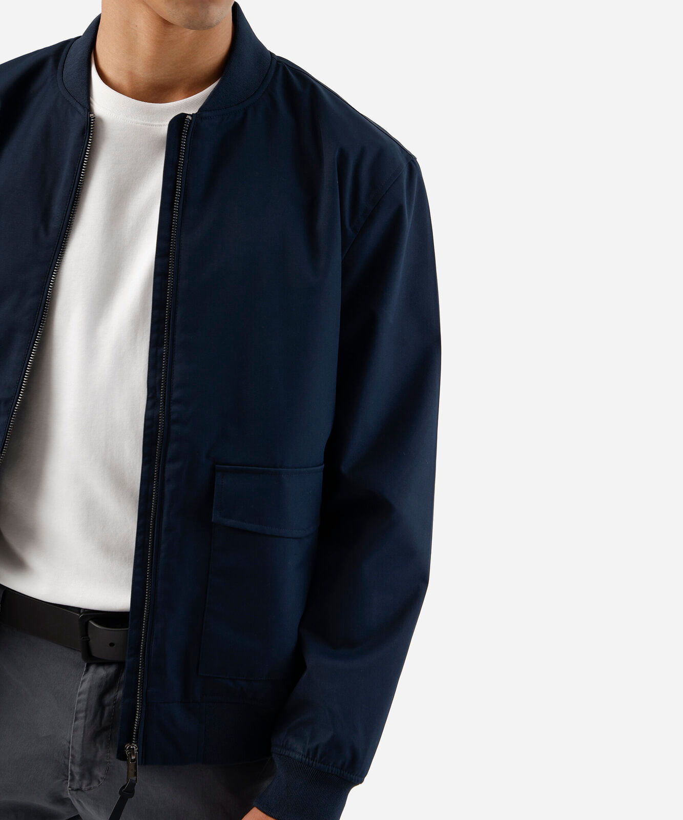 jaqueta bomber masculina com bolsos azul