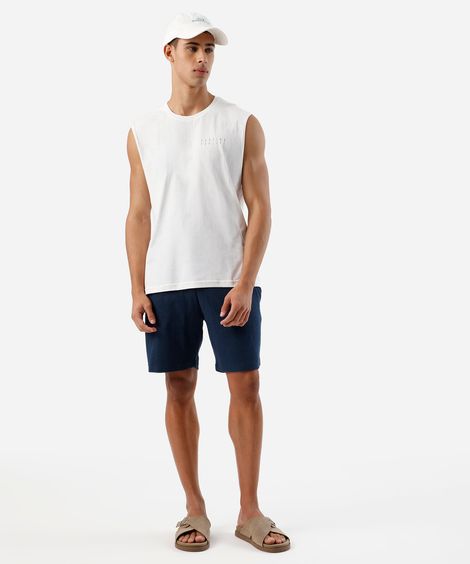 bermuda relaxed de algodão texturizada azul