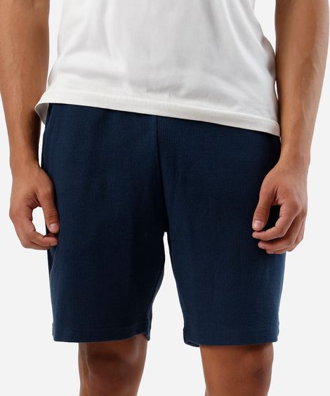 bermuda relaxed de algodão texturizada azul