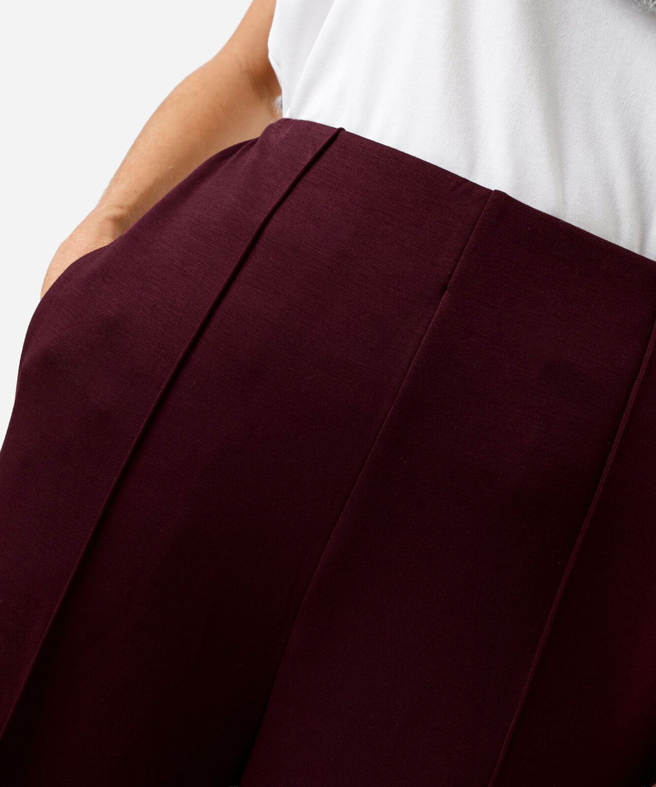 calça pantalona feminina com nervuras cintura alta vinho