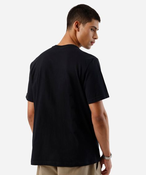 camiseta masculina de algodão manga curta estampada preta