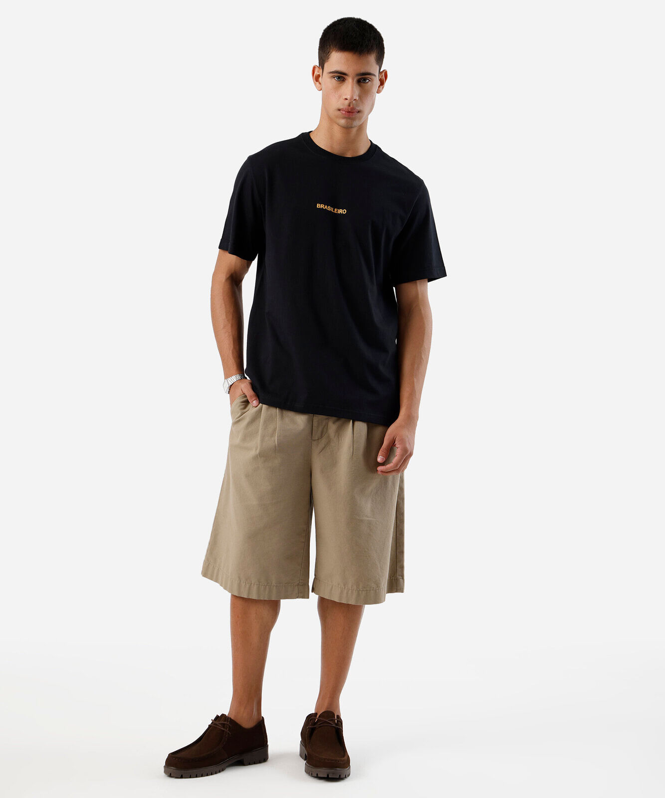 camiseta masculina de algodão manga curta estampada preta