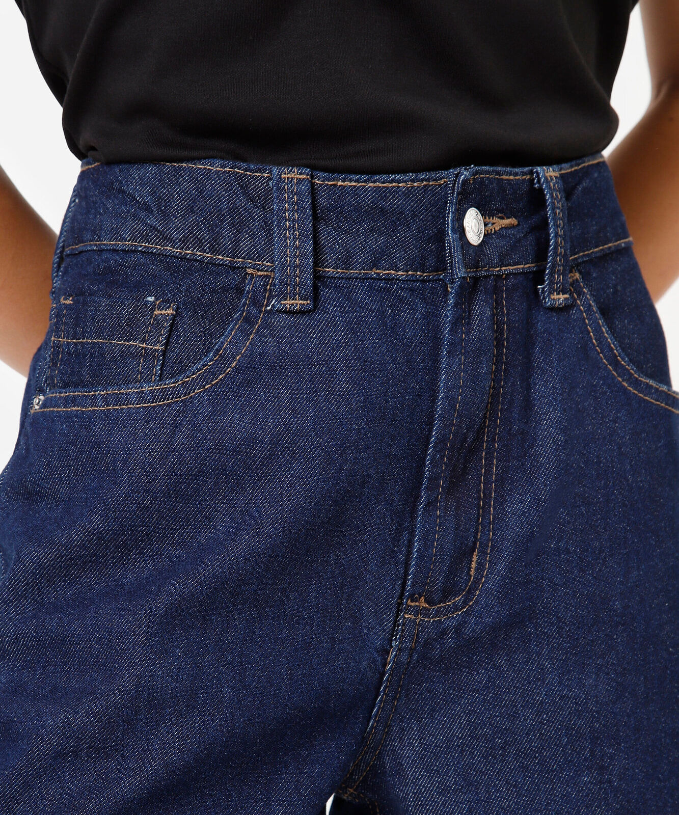 short feminino jeans cintura alta azul
