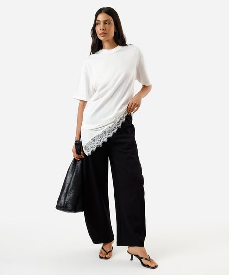 calça barrel feminina de moletom cós elástico preta