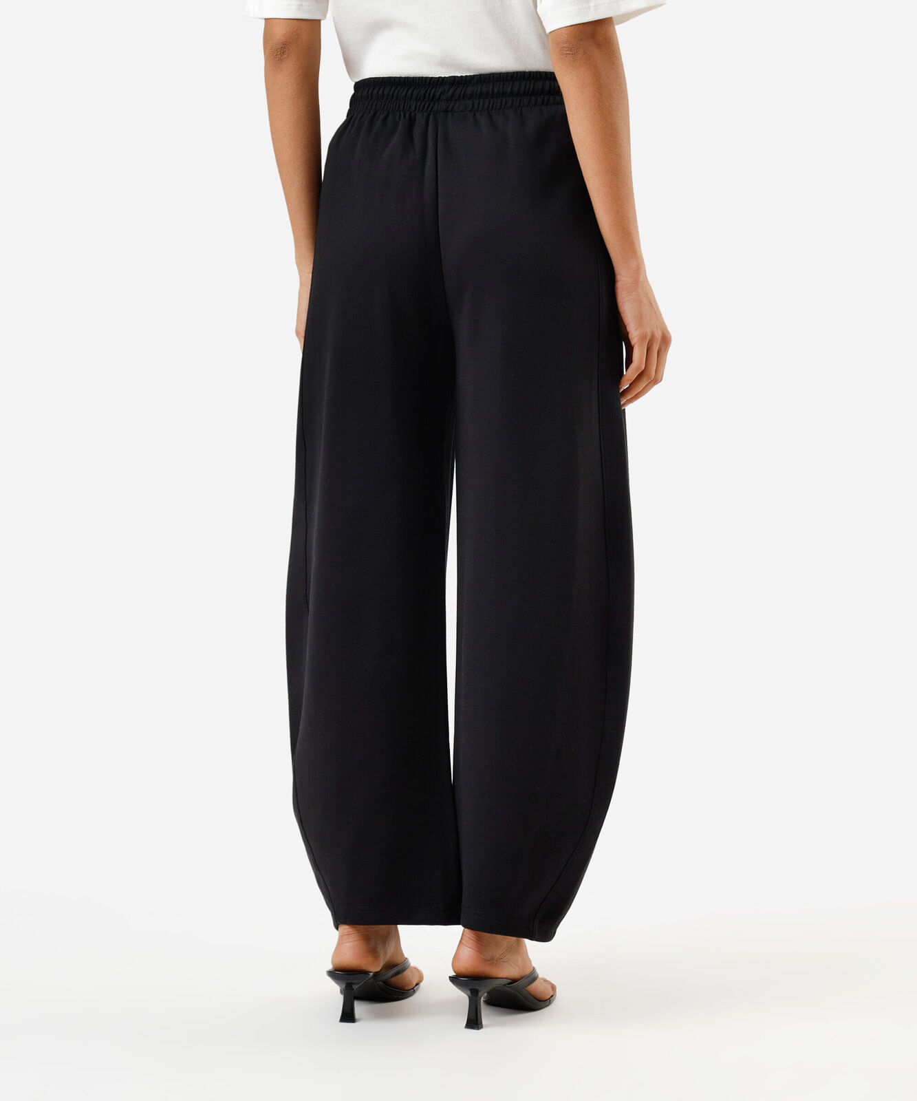 calça barrel feminina de moletom cós elástico preta