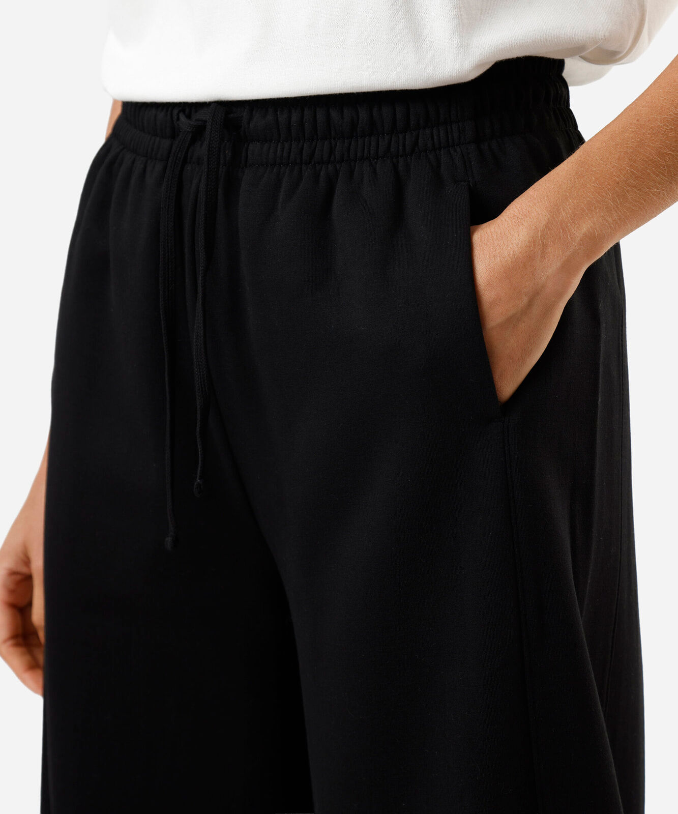 calça barrel feminina de moletom cós elástico preta