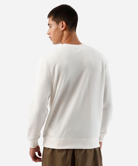 blusa masculina manga longa texturizada branca