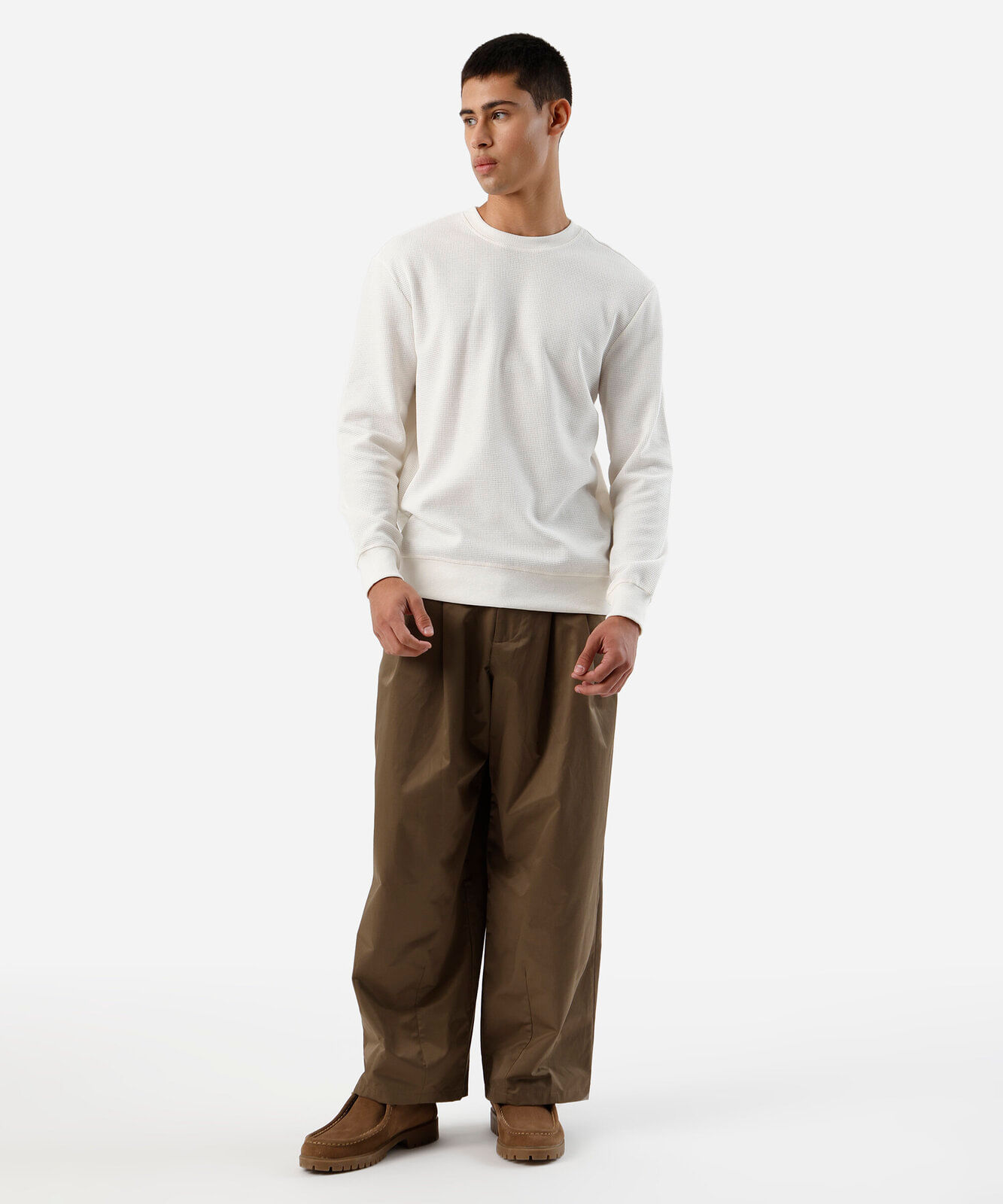blusa masculina manga longa texturizada branca