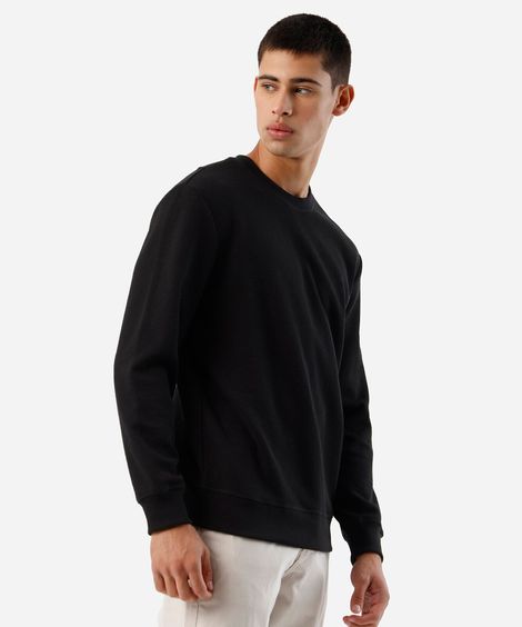 blusa masculina manga longa texturizada preta