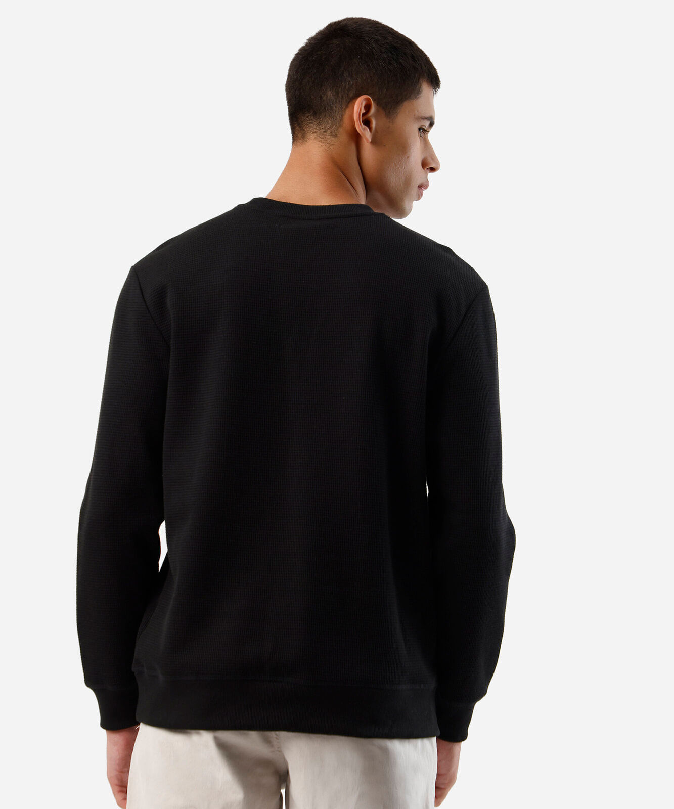 blusa masculina manga longa texturizada preta