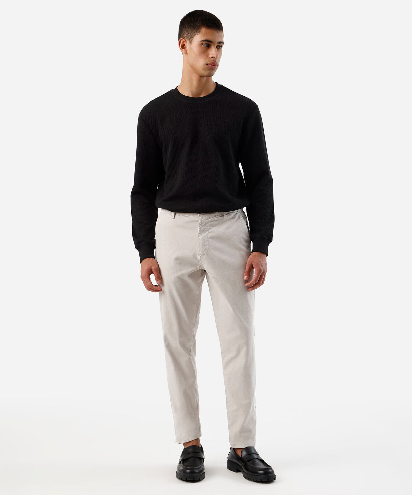 blusa masculina manga longa texturizada preta