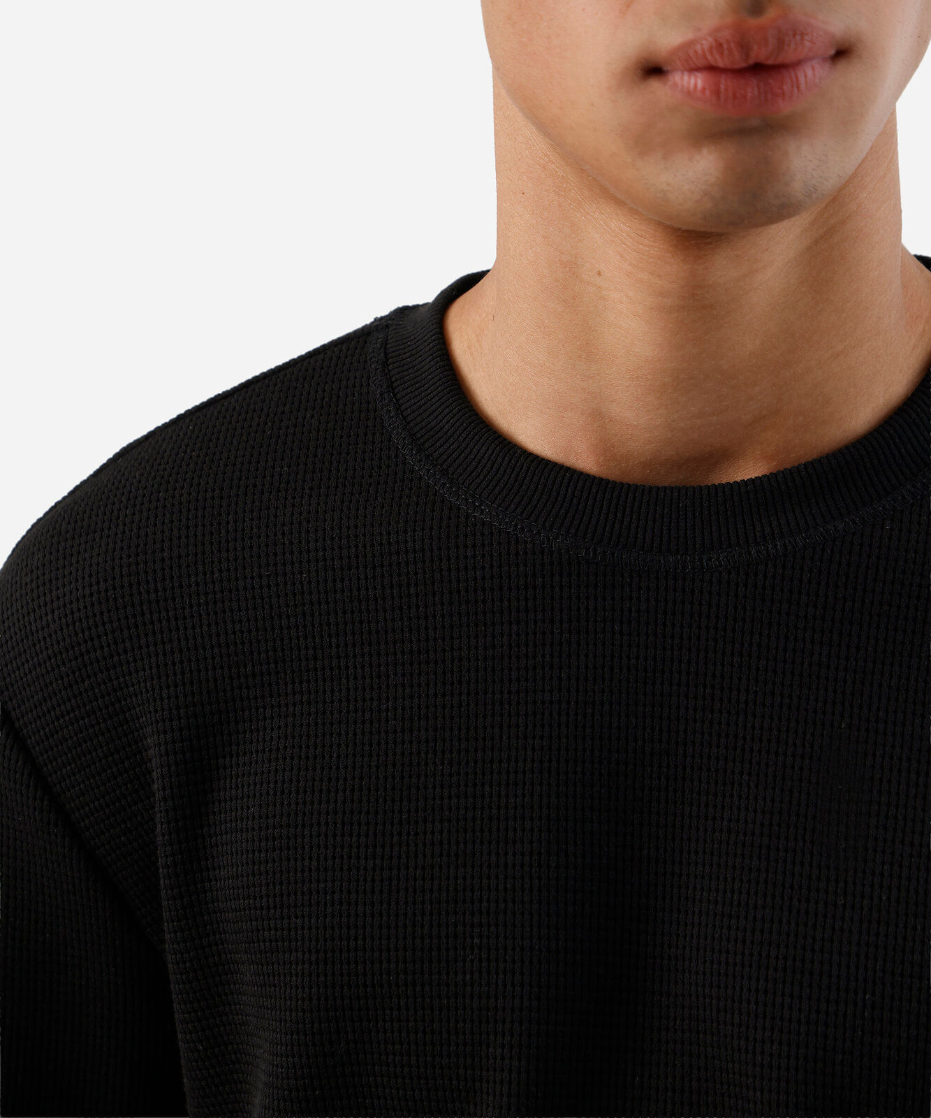 blusa masculina manga longa texturizada preta