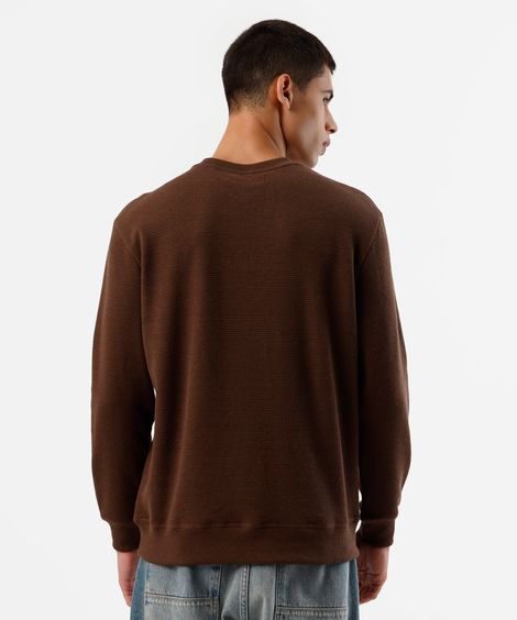 blusa masculina manga longa texturizada marrom