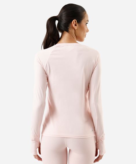camiseta feminina de poliamida manga longa cea sports rosa