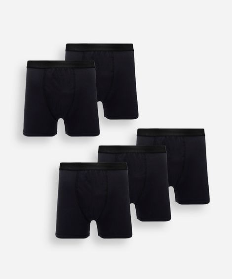 kit de 5 cuecas boxer de algodão preto