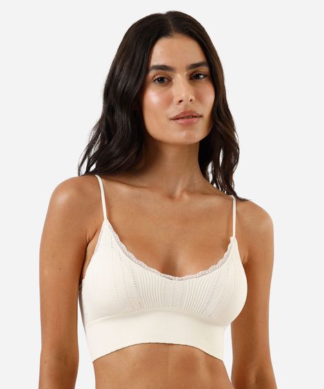 kit de 2 sutiãs sem costura alongado com renda colorido