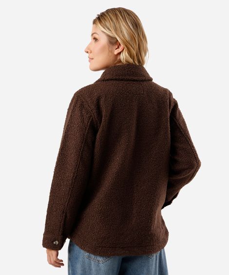 jaqueta feminina oversized texturizada marrom