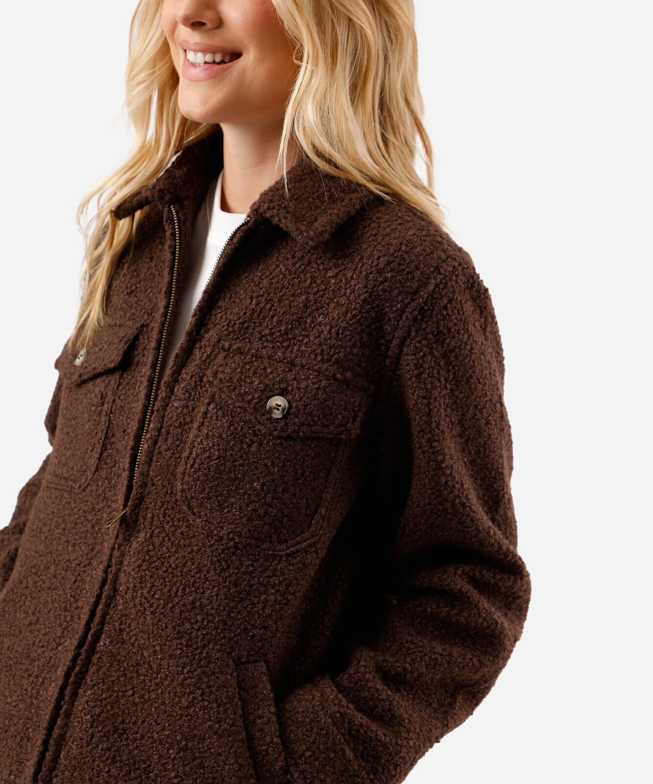 jaqueta feminina oversized texturizada marrom