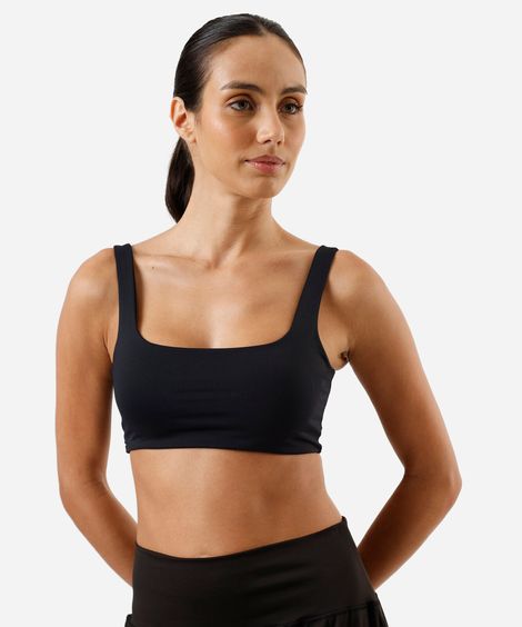 top feminino decote quadrado com bojo removível cea sports preto