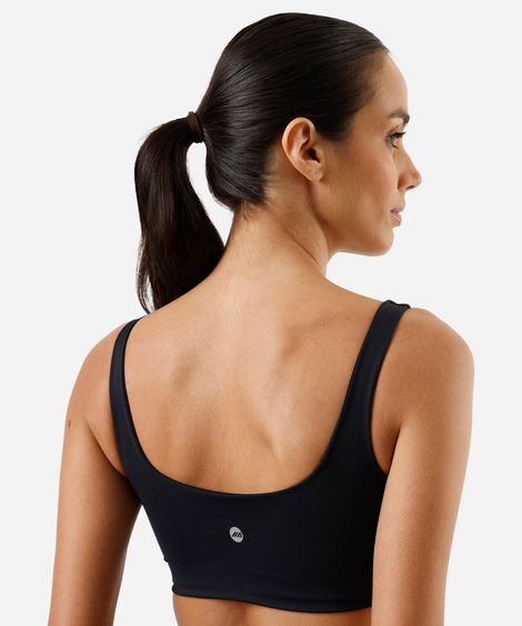 top feminino decote quadrado com bojo removível cea sports preto