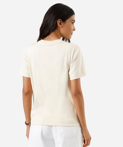 camiseta básica feminina de algodão peruano bege